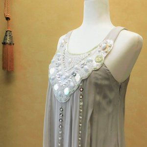 Sue Wong Nocturne Beaded Silver/Grey Dress